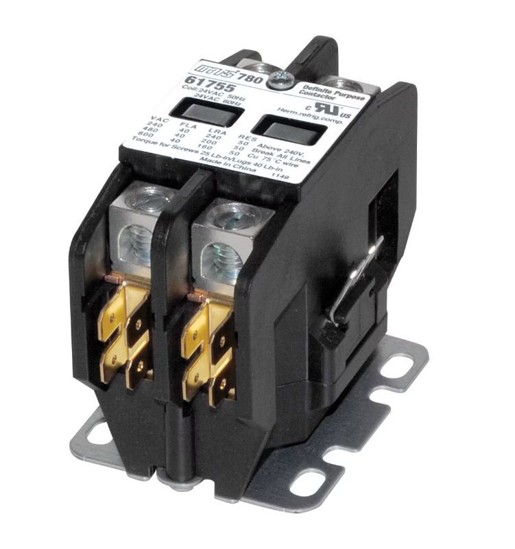 2 POLE DEFINITE PURPOSE CONTACTOR 40 AMP 24 VOLT COIL